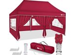 Tillvex Gazebo 3X6M - Con 6 Pareti Laterali Rosso Impermeabile | Gazebo Pop-Up Pieghevole Regolabile In Altezza | Tenda Da Giardino Protezione Uv 50+ | Tenda Da Festa Con Borsa Per Giardino