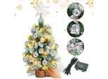Clanmacy Albero Di Natale Artificiale Led Abete 40 Cm Albero Di Natale Illuminato Decorazione Natalizia Albero Decorativo Di Luci, Argento