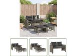 The Living Store Set Di Divani Da Giardino 4 Pezzi Con Cuscini In Polirattan Grigio E Vetro