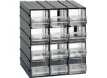 Dmora Armadio Multiuso 2 Ante Atanasia 14.8X23H Cm Nero Antracite, 12 Cassetti Apertura Scorrevole Italy