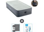 Letto Ad Aria Intex - 1 Persona - 99 X 191 X 46 Cm - Grigio - Pompa Inclusa - Lenzuolo E Kit Di Riparazione