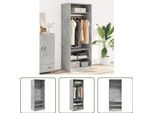 The Living Store Armadio Grigio Cemento 80X50X200 Cm Materiale A Base Di Legno