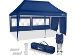 Tillvex Gazebo 3X6M - Con 3 Pareti Laterali Blu Impermeabile | Gazebo Pieghevole Pop-Up Regolabile In Altezza | Tenda Da Giardino Protezione Uv 50+ | Tenda Da Festa Con Borsa Per Giardino