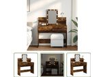 The Living Store Comodino Con Illuminazione Led In Rovere Fumé 100X40X130 Cm