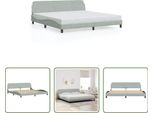 The Living Store Struttura Letto Con Testiera In Velluto Grigio Chiaro 200X200 Cm