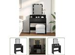 The Living Store Comodino Con Illuminazione A Led Nero 80X41X144,5 Cm