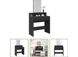 The Living Store Comodino Con Specchio Nero 80X41X144,5 Cm