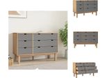 Vidaxl Cassettiera Otta Brown & Grey 111X43X73,5 Cm In Legno Massiccio - Cassettiere