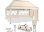 Tillvex Gazebo 3X6M - Con 3 Pareti Laterali Beige Impermeabile | Gazebo Pieghevole Pop-Up Regolabile In Altezza | Tenda Da Giardino Protezione Uv 50+ | Tenda Da Festa Con Borsa Per Giardino
