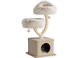Fudajo Tiragraffi Design Con Casetta Per Gatti 95 Cm, Tiragraffi Di Design Per Gatti Con Peluche E Sisal, Albero Per Gatti Con Grotta Per Gatti, Albero Da Arrampicata Per Gatti