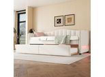 Letto Imbottito Flieks 90X200Cm Con Letto Estraibile, Divano Letto Da Giorno Con Led, Divano Letto Funzionale Letto Per Giovani Letto Per Ospiti, Biancheria, Beige