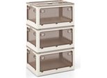 Costway Scatole Di Stoccaggio Con Coperchio, Set Di 3 Scatole Impilabili Su Ruote, Scatole Di Stoccaggio Pieghevoli, Accessibili Da 5 Lati, In Plastica, Chiusura Sicura, Trasparenti (132L)