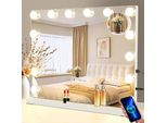 Zmh Specchio Per Il Trucco Specchio Cosmetico Dimmerabile 50X40Cm Specchio Illuminazione Led Con Luce 3 Modalità Touch Control Specchio Da Tavolo Per Toletta Bianco