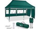 Tillvex Gazebo 3X6M - Con 3 Pareti Laterali Verde Impermeabile | Gazebo Pieghevole Pop-Up Regolabile In Altezza | Tenda Da Giardino Protezione Uv 50+ | Tenda Da Festa Con Borsa Per Giardino