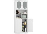 Costway Mobiletto Da Bagno, Mobile Alto Autoportante Con 4 Ante E Ripiani E Ripiano Regolabile, Mobile Da Bagno Con Protezione Antiribaltamento, Per Soggiorno, Bagno, Cucina, Bianco, 60 X 30 X 148,5 Cm