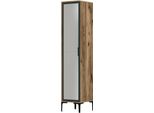 Dmora Armadio Multiuso 1 Anta Asfodelo 48X201H Cm Nero Antracite, Appendiabiti Un'anta
