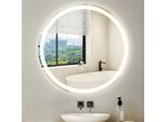 Zmh Illuminazione A Specchio Led Rotondo 70 Cm Specchio Da Parete Dimmerabile 3000K-6500K Con Interruttore Touch E Lampada Antiappannamento