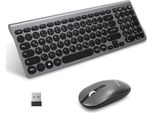Set Di Tastiera E Mouse Wireless, Mouse E Tastiera Ergonomici, Tastiera E Mouse Wireless Per Pc, Layout Qwertz Tedesco, Tasti Silenziosi Di Tastiera E Mouse