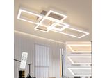 Zmh Led Plafoniera Soffitto Soggiorno 72CM Lampada Soggiorno Dimmerabile Con Telecomando 48W Argento Camera Da Letto Illuminazione Soffitto Moderno Design Rettangolare Per Camera Studio Hotel