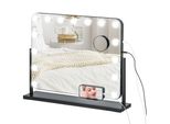 Homcom Hollywood Specchio Con Illuminazione, Specchio Per Il Trucco Con 14 Luci Led, 3 Colori Di Luce, Specchio Cosmetico Con Ingrandimento 10X, Porta Di Ricarica Usb