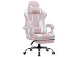 Gtplayer Sedia Da Ufficio Sedia Da Gioco Poltrona Da Gioco In Tessuto Sedia Da Gioco Ergonomica Con Poggiapiedi, Poggiatesta Cuscino Lombare, Sedia Da Gioco Imbottita, Rosa