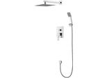 Sistema Doccia A Incasso Golden Con Doccia A Pioggia Quadrata, Flessibile Doccia, Doccetta, Supporto Doccia, Barra Doccia, Cromo
