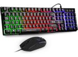 Set Tastiera E Mouse, Qwertz (Layout De) Cablato Retroilluminato A Led, Illuminazione A Colori Arcobaleno Per Il Gioco E L'uso In Ufficio