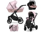 Carrozzina Kunert Ivento 3In1 In Ecopelle Rosa Metallizzato Con Telaio Nero