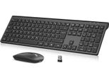 Set Mouse Tastiera Senza Fili, Tastiera Wireless Ricaricabile 2.4G Tastiera Wireless Ergonomica Qwertz Layout (Tedesco), Ultra Sottile Per Computer / Desktop