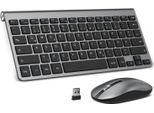 Set Mouse Con Tastiera Wireless, Layout Qwertz Tedesco, Mini Mouse Con Tastiera Wireless A 2,4 Ghz (Grigio E Nero)