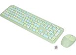 Combo Mouse E Tastiera Senza Fili, Set Di Mouse E Tastiera Senza Fili 2.4G Per Windows, Mouse E Tastiere Senza Fili Retrò E Compatti, Per Pc/Laptop (Verde)