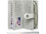Portafoglio Da Donna In Pelle, Frizione Grande, Protezione Rfid Bloccante, Grande Capacità, Portafoglio Lungo Con 24 Scomparti Per Carte, Tracolla Staccabile