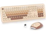 Solidee Combinazione Di Tastiera E Mouse Wireless Colorati, Tastiera Retro Da Macchina Da Scrivere A 2,4 Ghz, 104 Tasti Con Tastierino Numerico, Tastiera A Membrana Silenziosa