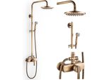 Sistema Doccia Set Di Miscelatori Doccia In Ottone Antico Set Doccia Retrò Con Rubinetto, Miscelatore Doccia Vintage Completo Di Doccia A Pioggia Da 8", Soffione A Mano"
