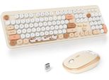 Combinazione Di Tastiera E Mouse Senza Fili, Tastiera Retro Della Macchina Da Scrivere, Tastiera Rotonda A 2,4 Ghz Con Tastierino Numerico, 104 Tasti Ergonomici