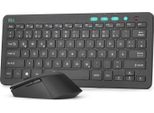 Set Tastiera E Mouse Wireless, Tastiera Compatta Wireless Da 2,4 G Con Mouse Wireless Per Laptop, Pc E Smart Tv, Layout Qwertz Tedesco, Nero