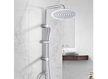 Sistema Doccia In Acciaio Inox Senza Rubinetto, Doccia A Pioggia Cromata Set Doccia Con Supporto A Parete, Soffione Con Flessibile, Asta Doccia E Soffione, Rotondo D30 Cm