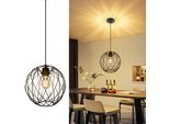 Zmh Lampada A Sospensione Nera Lampada A Sospensione Rotonda Vintage E27 Lampada A Sospensione Lampada Da Tavolo Da Pranzo Lampada Da Cucina Lampada Da Soggiorno Scala Corridoio Senza Lampadina