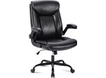Sedia Da Ufficio, Sedia Da Scrivania Ergonomica, In Finto Cuoio, Sedia Girevole Con Bracciolo Pieghevole, Regolabile In Altezza, Comoda Per Ufficio, Casa, Giochi (Nero)