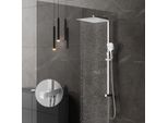 Sistema Doccia Senza Rubinetto, Doccia A Pioggia Senza Rubinetto, Set Doccia Con Soffione 30X30Cm, Doccetta Con 3 Modalità Di Getto, Asta Doccia In Acciaio Inox