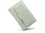 Pelle Piccolo Portafoglio Signore Con Molti Scomparti, Mini Portafoglio Signore Con Tasca Portamonete E Slot Per Schede Donne Borsa (L-Verde)