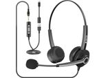 Cuffie Con Microfono On-Ear Stereo Usb 3,5 Mm Type-C, Cuffie Con Microfono A Cancellazione Di Rumore Per Skype/Teleconferenze/Ufficio/Pc