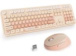 Combinazione Di Tastiera E Mouse Wireless Solidee, Design Da Macchina Da Scrivere, 2,4Ghz, Tasti Rotondi, Tastiera Con Tastierino Numerico, 104 Tasti, Ergonomica