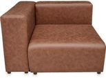Modulo Divano 'Suldal' Elemento Angolare Con Bracciolo A Sinistra 110 X 109 X 68 Cm Finto Camoscio Marrone Chiaro