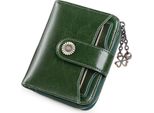 Portafoglio Donna Piccolo, Portafoglio Donna Vera Pelle, Con Scomparto Portafoglio Piccola Cerniera Portacarte Con Blocco Rfid (Cj-Vintage Verde-N)