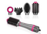 Set Styler, Spazzola Asciugacapelli Con 4 Accessori Per Asciugatura, Stiratura, Volume E Styling, Trattamento Ionico, 1000 Watt Grigio