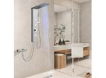Pannello Doccia Senza Rubinetto, Pannello Doccia A Led Con Doccia A Pioggia, Getti Massaggianti, Doccetta, Cascata, Pannello Doccia In Acciaio Inox 304 Senza Termostato, Spazzolato