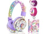 Cuffie Bluetooth Per Bambini, Cuffie Unicorno Senza Fili Per Bambini Con Cavo, Cuffie Bluetooth Sopra L'orecchio Per Ragazze Con Microfono, Scuola Per Bambini