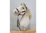 Set Per Cavallo Da Tiro: Cavezza A3 Con Pelo Bianco + Cordino Per Cavezza - Bianco-Marrone - 5902366024568