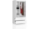 Bdw, Armadio 2 Ante, 2 Cassetti, 180X90X51 Cm, Bianco